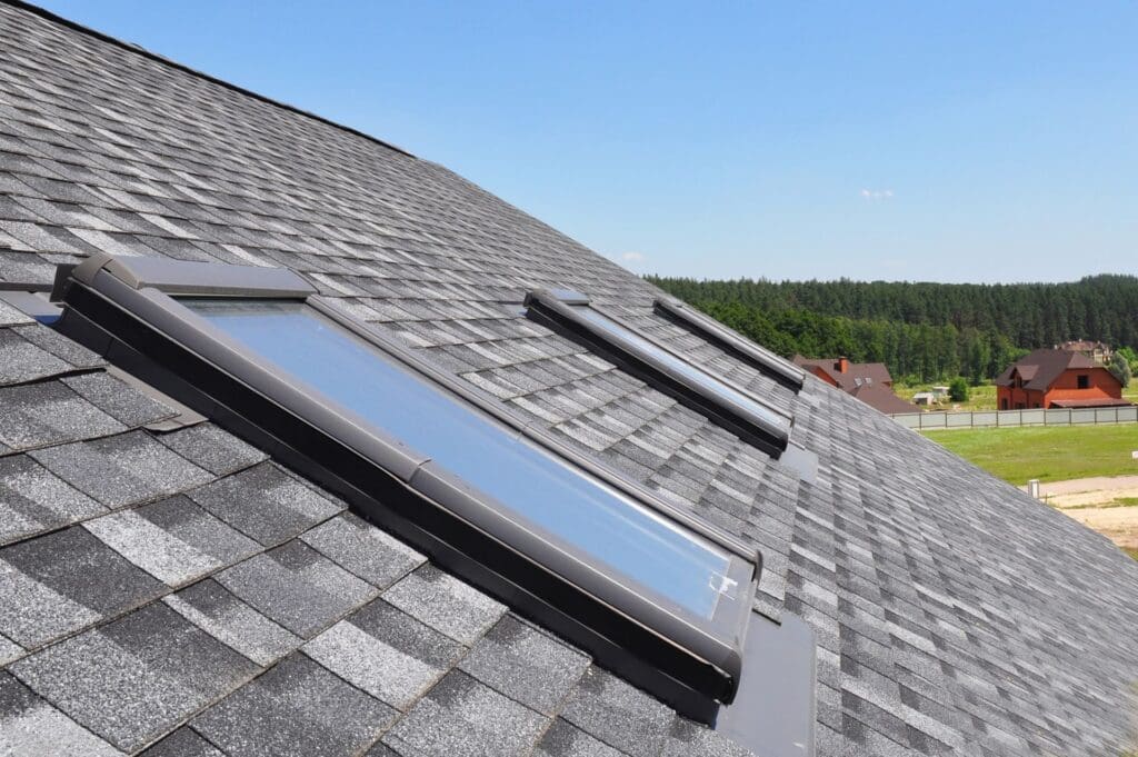 Custom Black Metal Chimney Flashing on Alberta Home